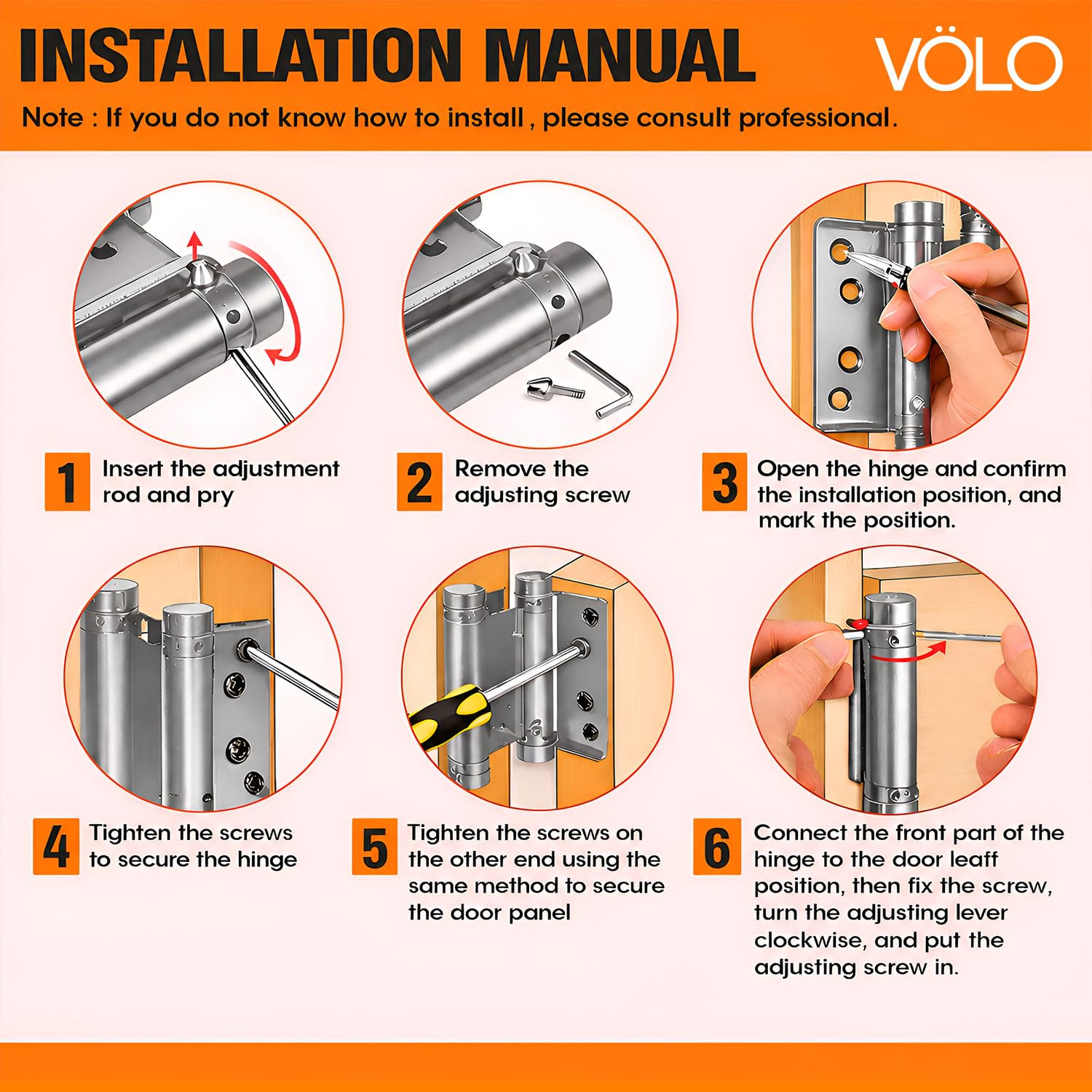 VOLO Self-Closing Door Hinges - 2 Pack -4 VOLO Self-Closing Door Hinges - 2 Pack -4