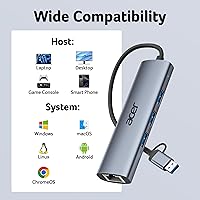 Vista 7 de Acer Adaptador USB a Ethernet, Hub USBC Ethernet 1Gbps con 3*USB 3.0, Disipación de Calor de Aluminio, Sin Necesidad de Controlador, Adaptador USB a