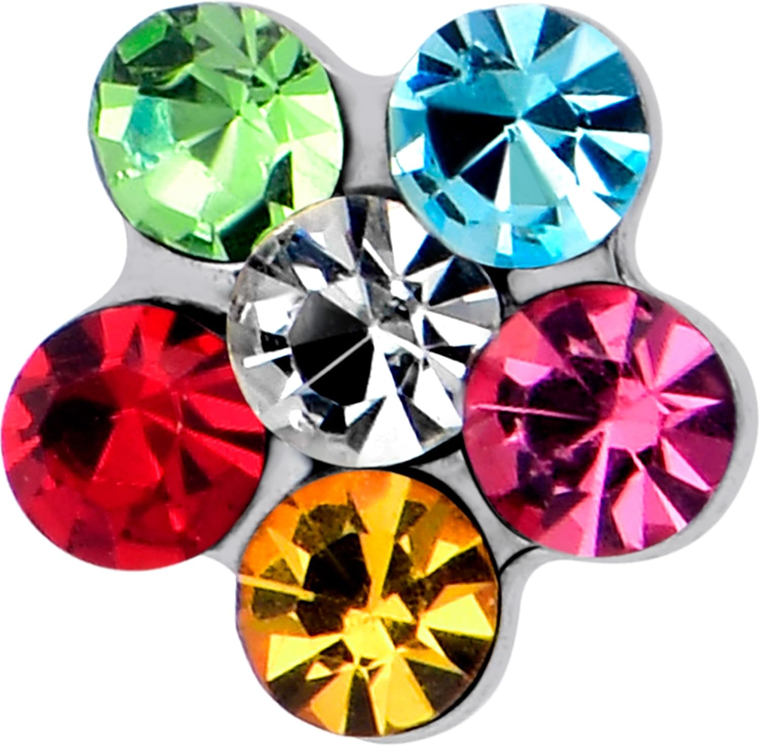 Body Candy 20G Nose Ring 316L Surgical Steel Pink Blue Red Hippie Flower Left Side Nose Screw