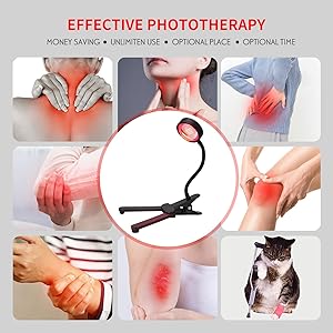 WTINTELL Red Light Therapy for Face, 40 LEDs 660nm LED Red Light Therapy Light with Clip, Suitable for Home Skin Care and Relieving Chronic Pain.