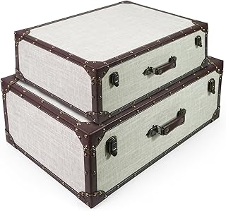 DreamsEden Large Decorative Wooden Storage Box Set, Vintage Suitcase Che...