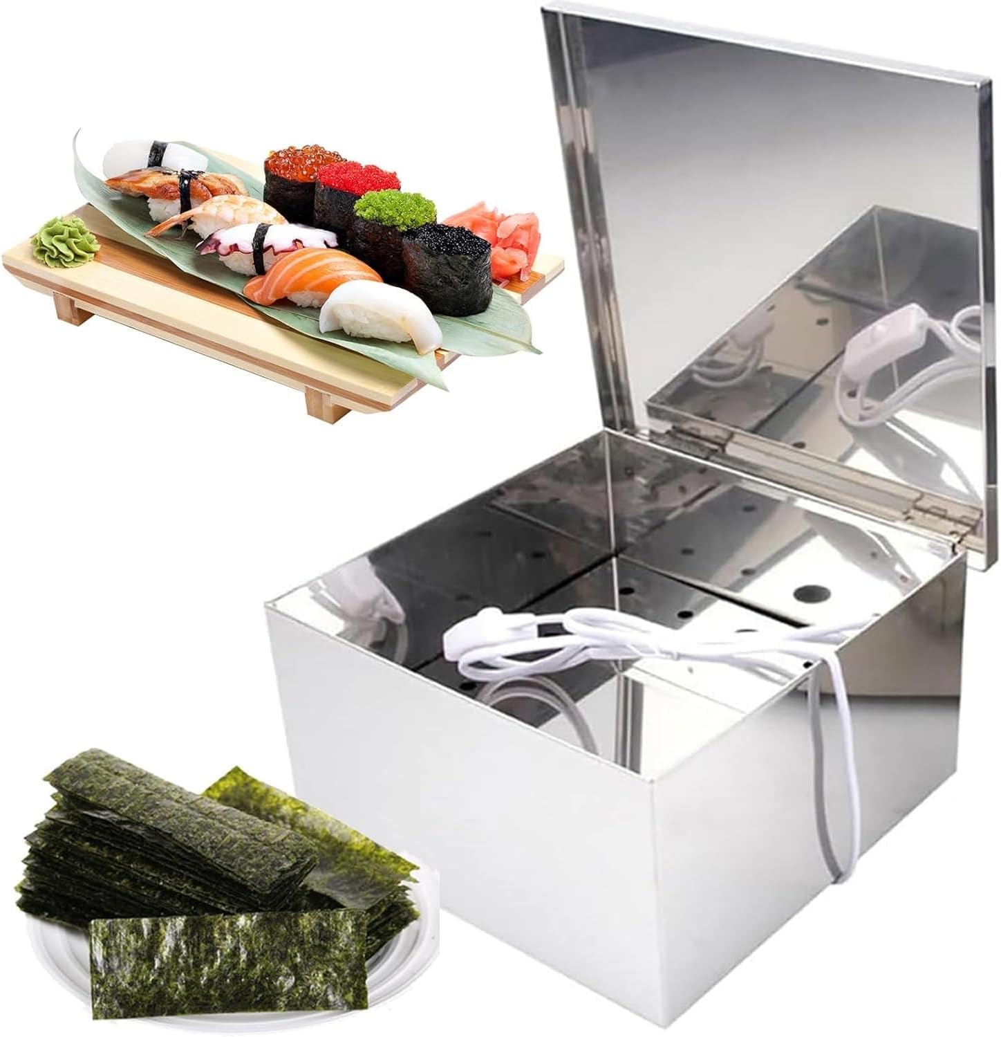 Scatola di Essiccazione Multifunzione in Acciaio Inox per alghe, Sushi e Verdure con Lampada riscaldante.