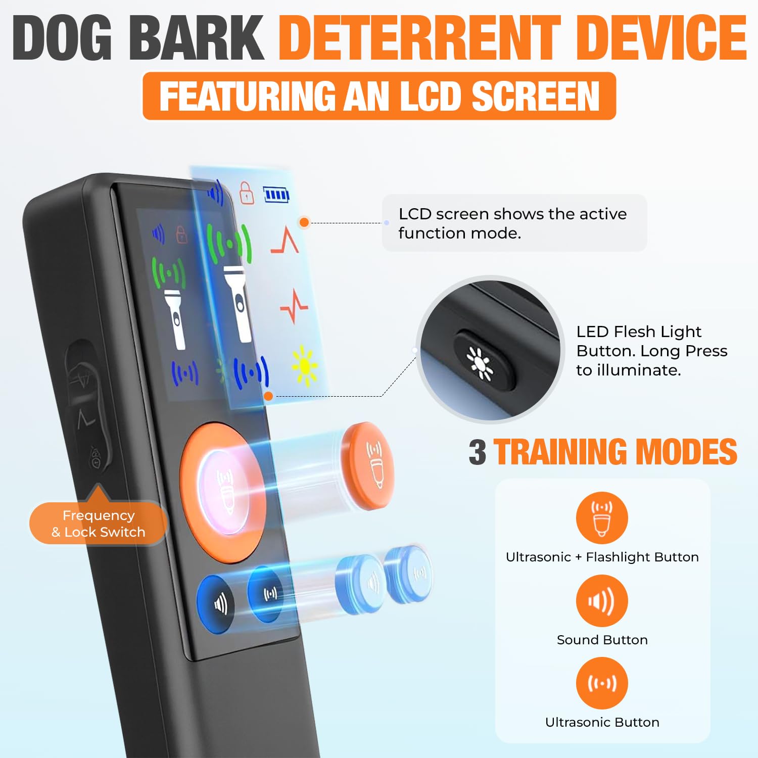 Ahbrother's Anti-Bell-Gerät für Hunde, 2 x Power, Hunde-Bell-Abschreckungsgeräte, Ultraschall-Doppelstrahler, 4 Trainingsmodi, Bellen, kein Verhalten mehr drinnen und draußen, korrekt, sicher und