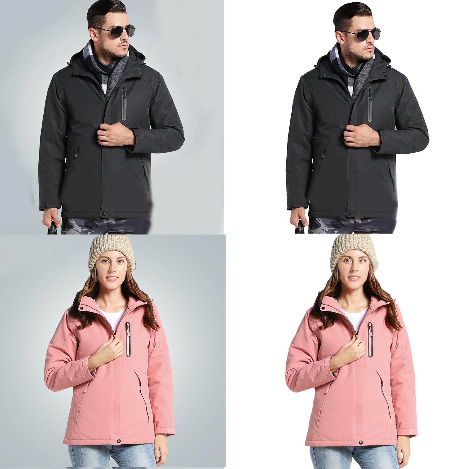 Ropa térmica recargable por USB, chaquetas de invierno ligeras con capucha para mujeres y hombres, chaquetas para hombre