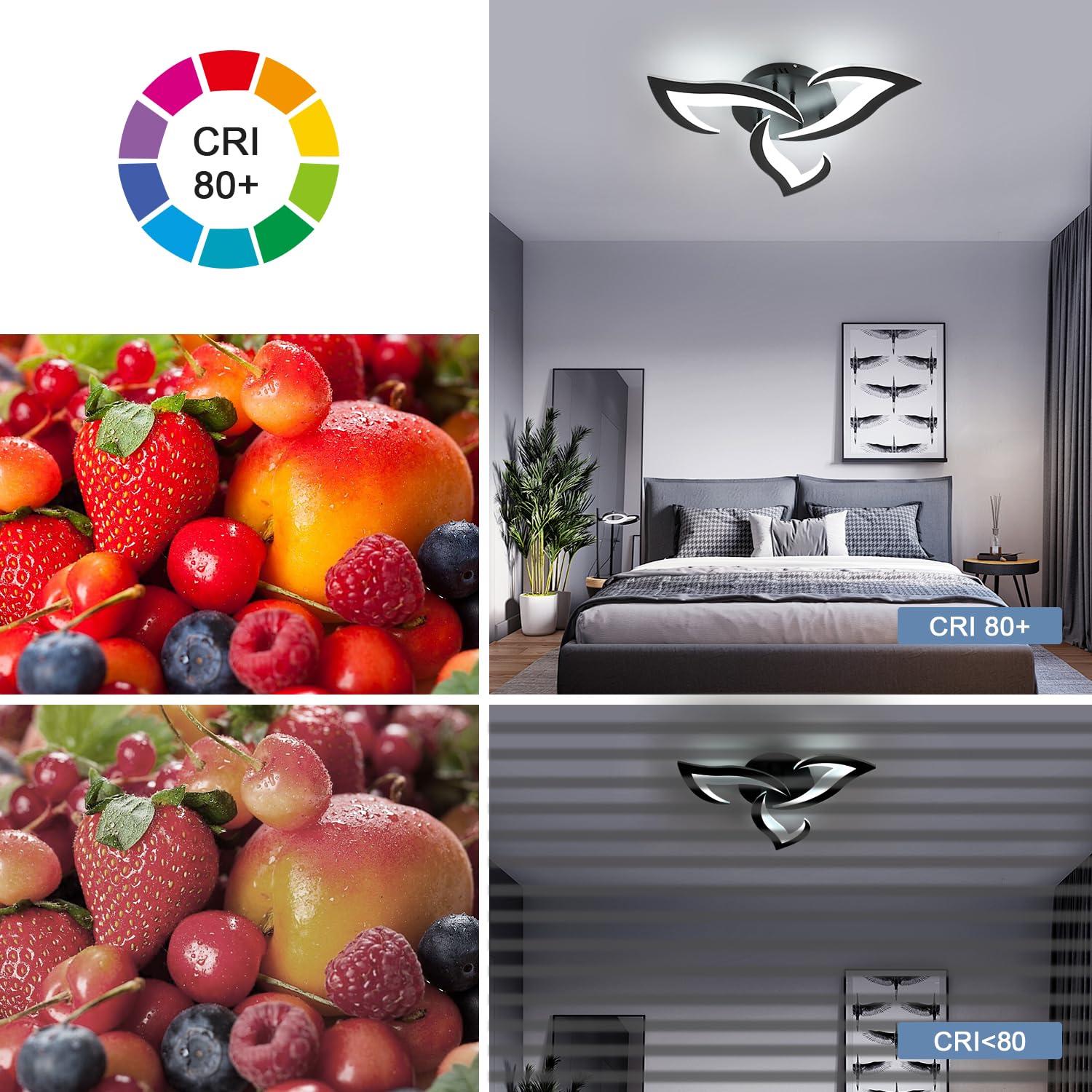 Dorlink Plafoniera LED Dimmerabile, 35W 3150LM Plafoniera LED Soffitto con Telecomando/APP, Lampadario LED Fiore Nero, 3000K-6500K Lampadario Soggiorno, Plafoniera per Cameretta, Cucina, Ø58CM