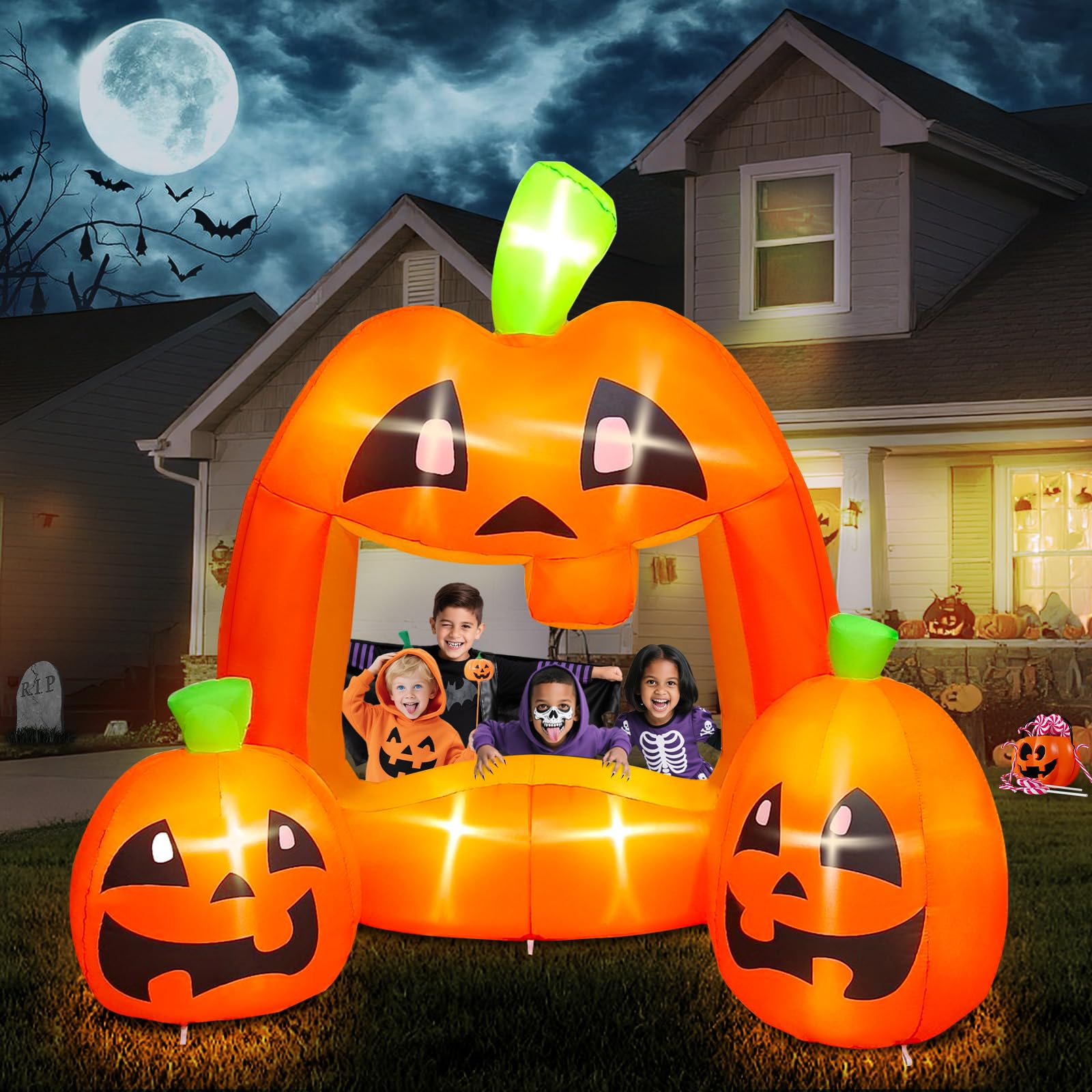 Kalolary 7ft Halloween Inflatables Pumpkin Photo Booth