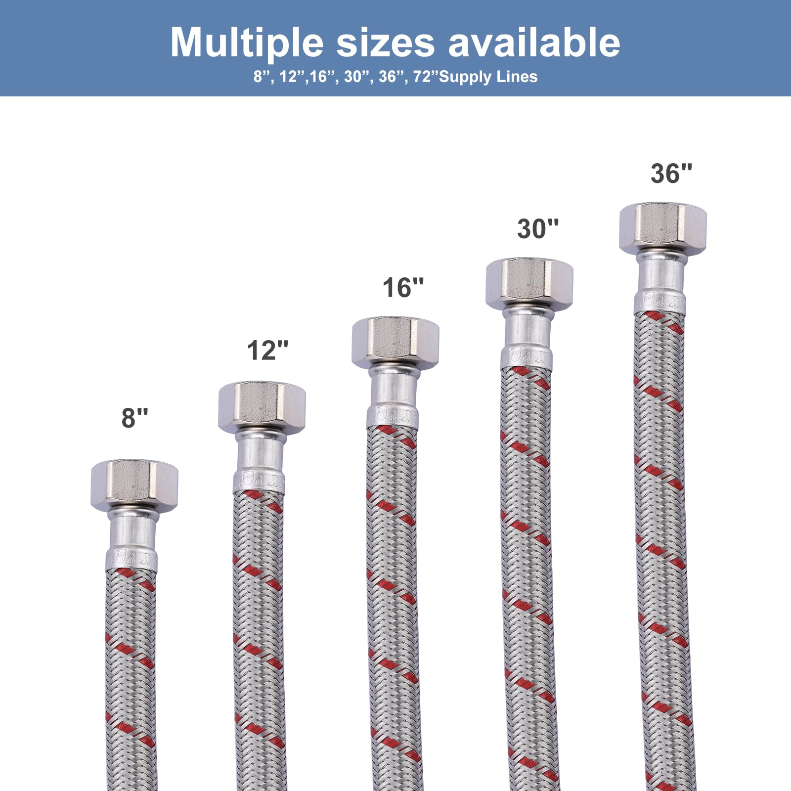 ARCORA Stainless Steel Faucet Hose - Leak-Proof & Durable -7 ARCORA Stainless Steel Faucet Hose - Leak-Proof & Durable -7
