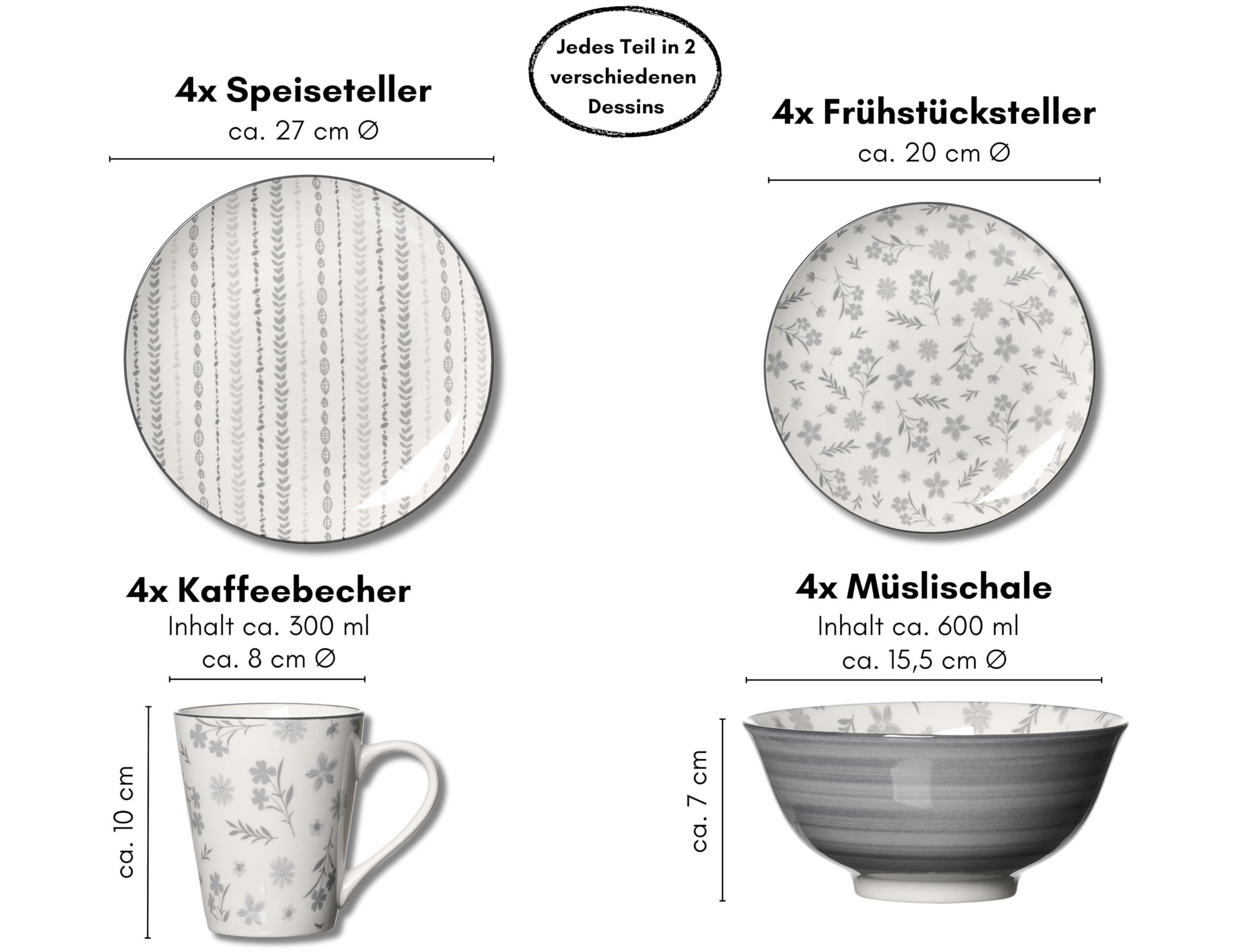 Ritzenhoff & Breker Kombiservice Sendai | 16-teilig | grau