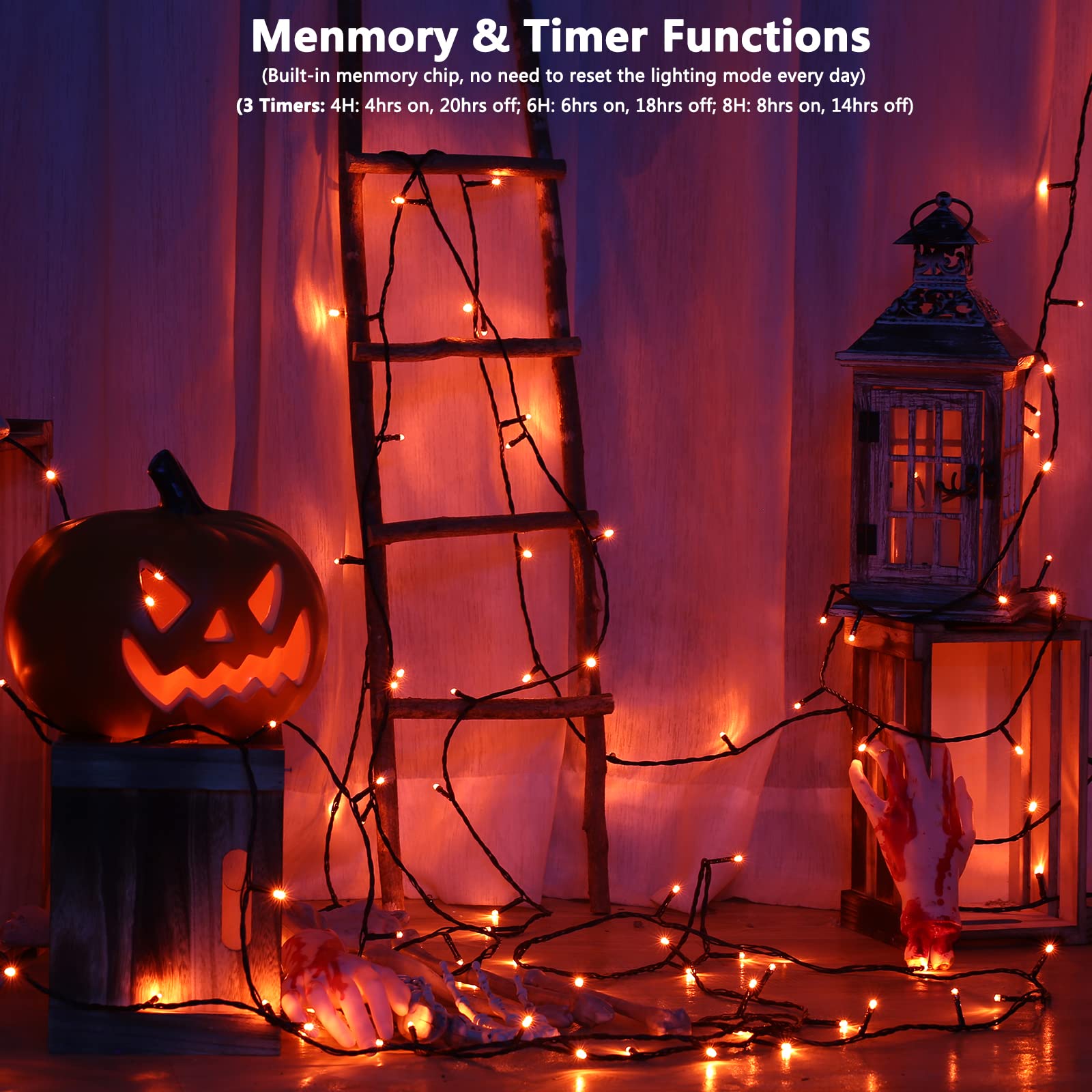 PhilzOps Halloween Stringa Luci Esterni,20M 200 LED Natale RGB Catena Luminose Spina Cambio Colore Impermeabile Ghirlanda Decorative con Telecomando per Natale Interno Matrimonio Festa Letto Camera