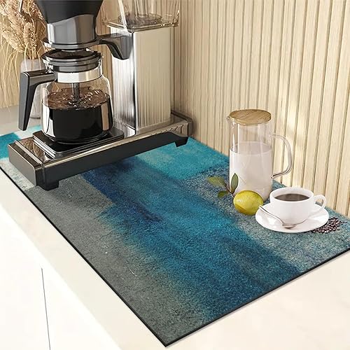 Miniatura 8 de Tapete de café para encimeras, tapete de secado de platos de mármol negro y dorado, 2 piezas para accesorios de cocina, cafetería, bar, apto para