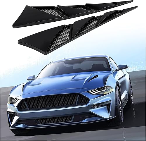 2 rejillas de ventilación para decoración de automóvil, cucharas de carbono plateado para rejillas laterales de guardabarros, rejilla de orificio de