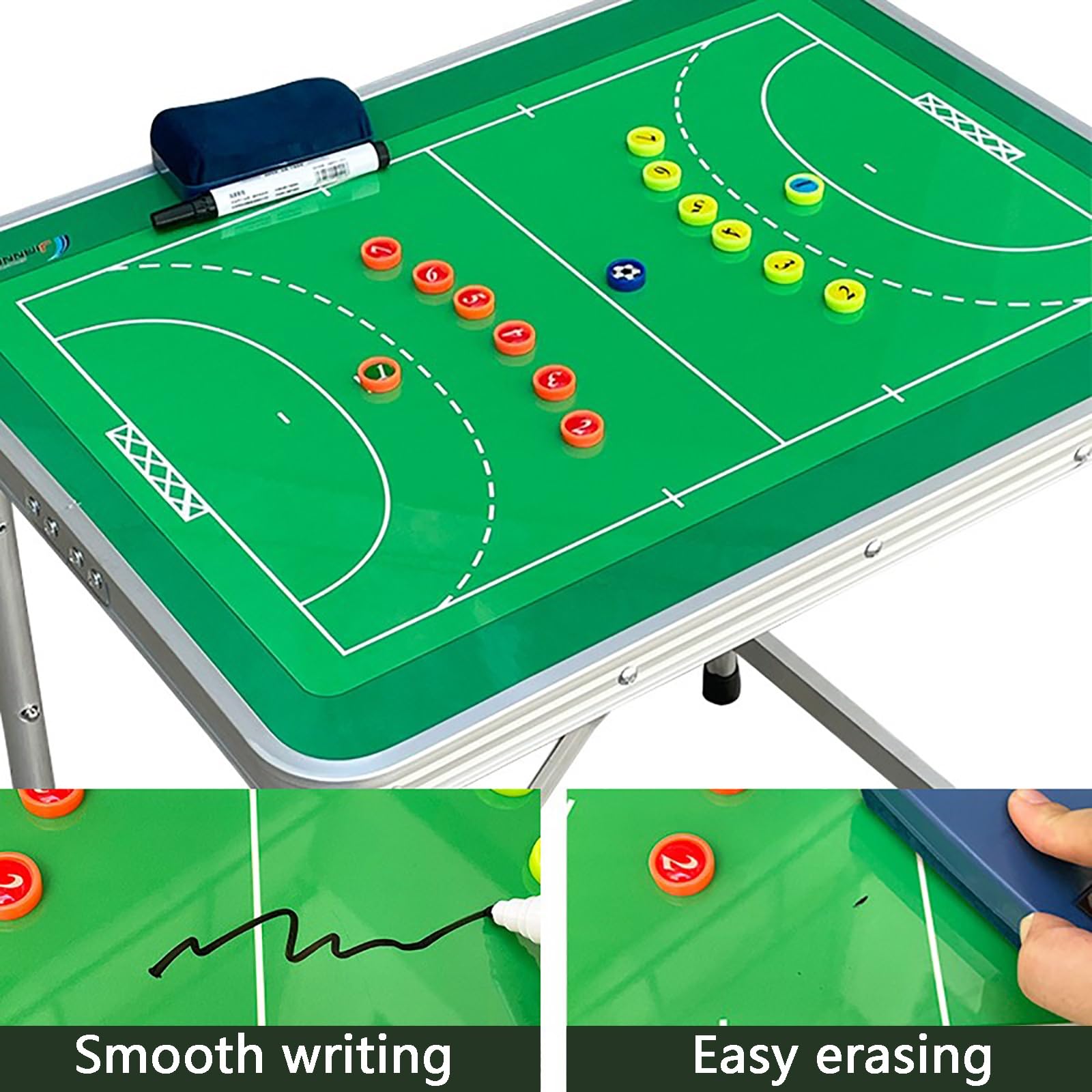 Pizarra Magnética para Entrenamiento de Balonmano, Mesa Táctica Plegable y Portátil, Grabable y Borrable, Altura Ajustable, Ideal para Enseñanza y Entrenamiento