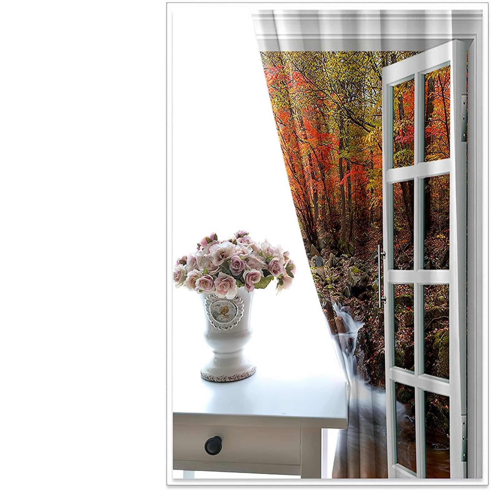 Zasłona zaciemniająca okno kuchnia, zasłona zaciemniająca salon wielokolorowy naturalny krajobraz i poliestrowa rama okienna 2 panele 172 x 214 cm
