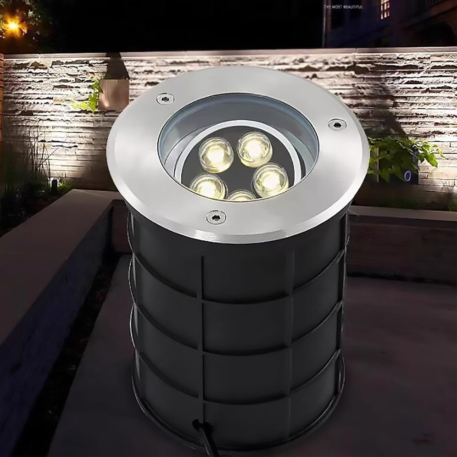 DARZYS Buried Light, LED Underground Lamp, Adjustment Angle Ground Light, IP68 Triple Waterproof Polarized Spotlight, for Garden Courtyard Decoration(Warm White Color,12W)