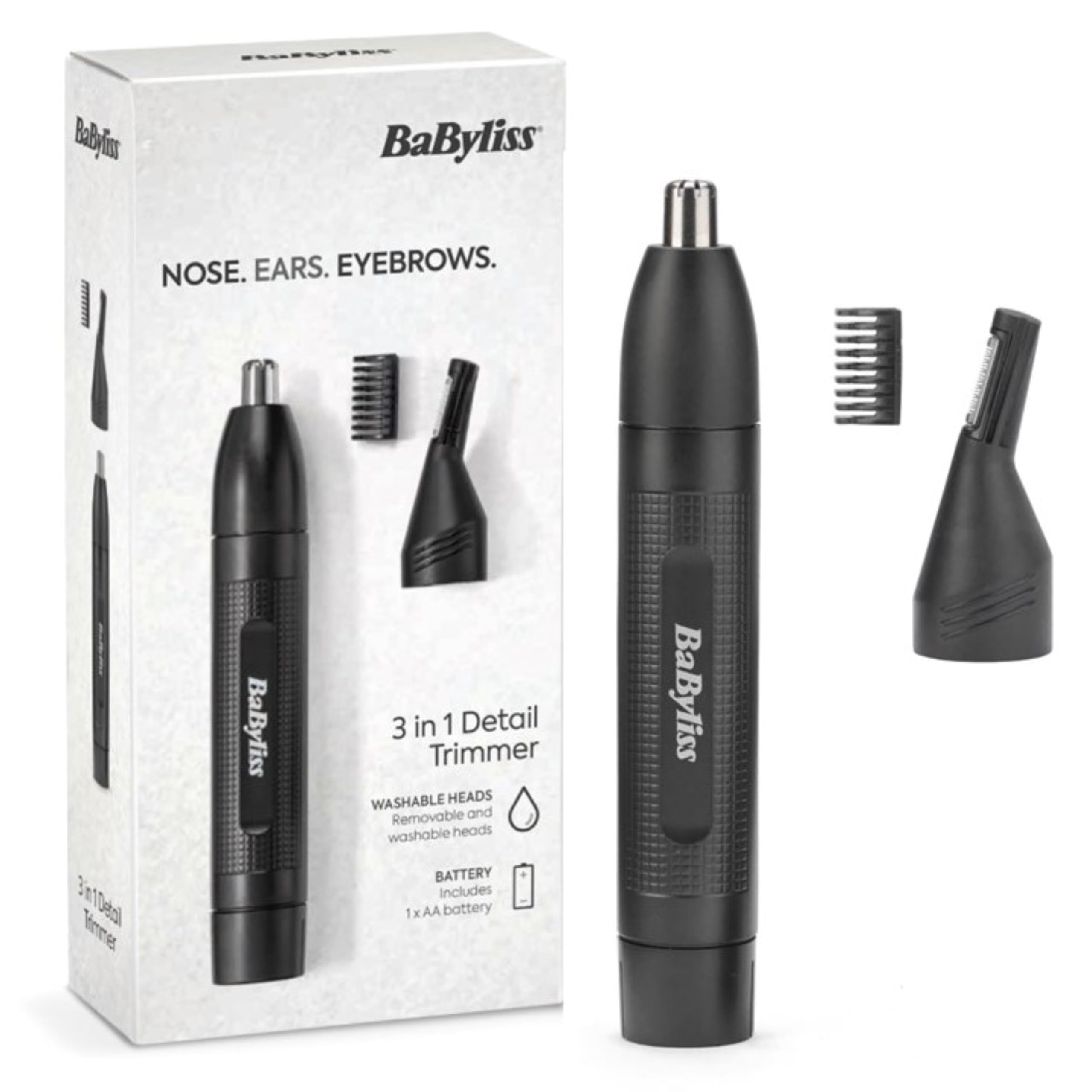 MEN E652E Hair trimmer for nose, ears and eyebrows, circular cutting system, Black