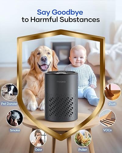 Miniatura 6 de Purificadores de aire para dormitorio y hogar, purificador de aire MOOKA HEPA para mascotas del hogar con esponja de fragancia para humo, polvo,