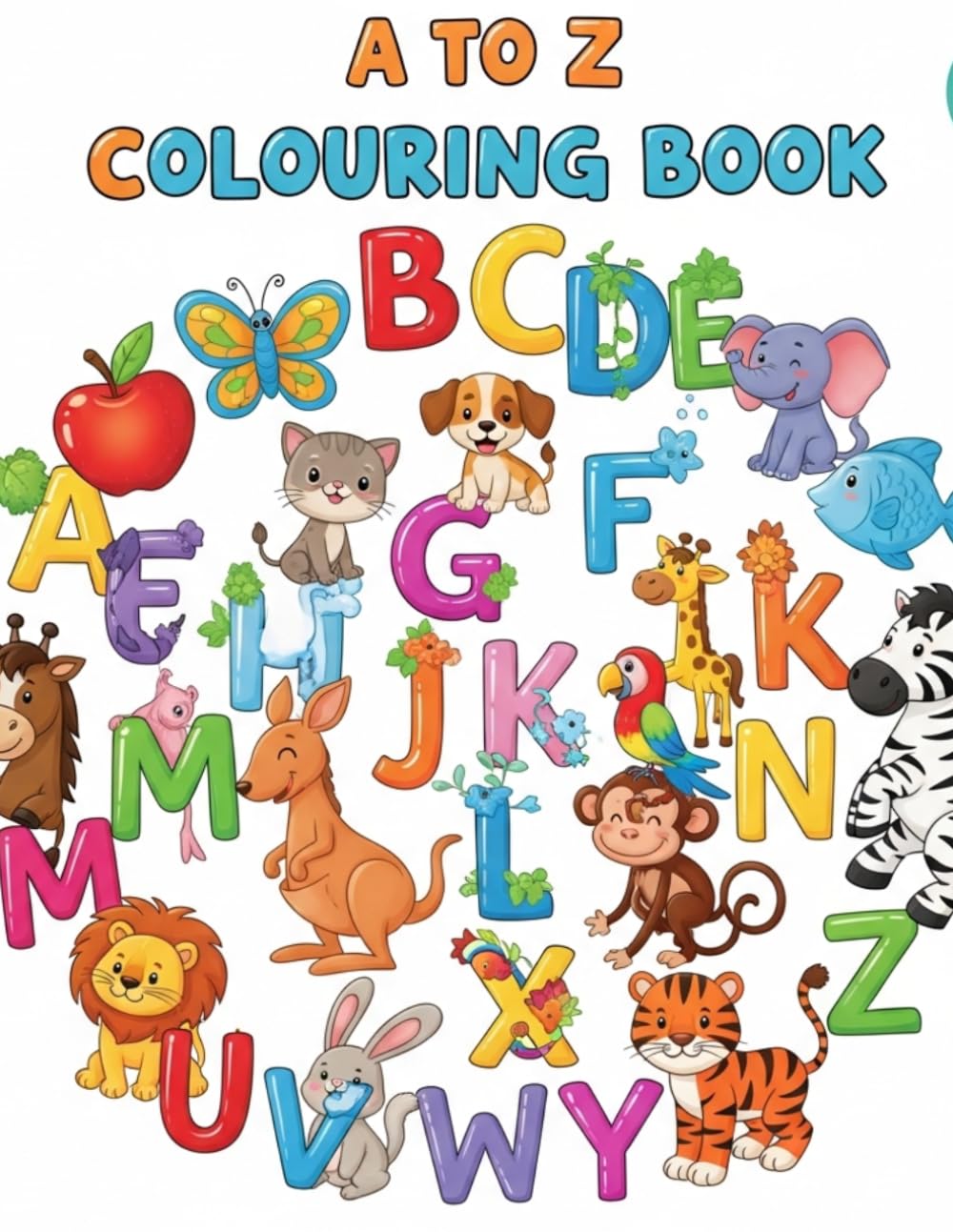 A to Z Colouring Book: Fun Alphabet Colouring Pages for Kids