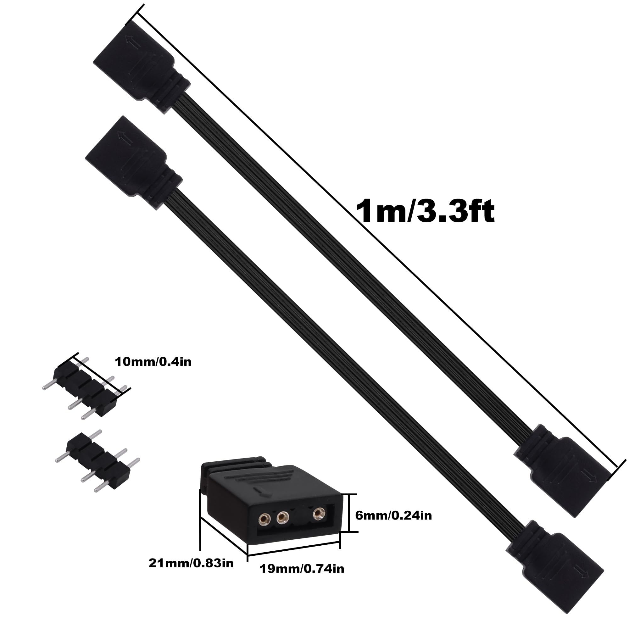Cable de extensión ARGB (5 V, 3 pines direccionables RGB para ventiladores LED ARGB - 1 m)