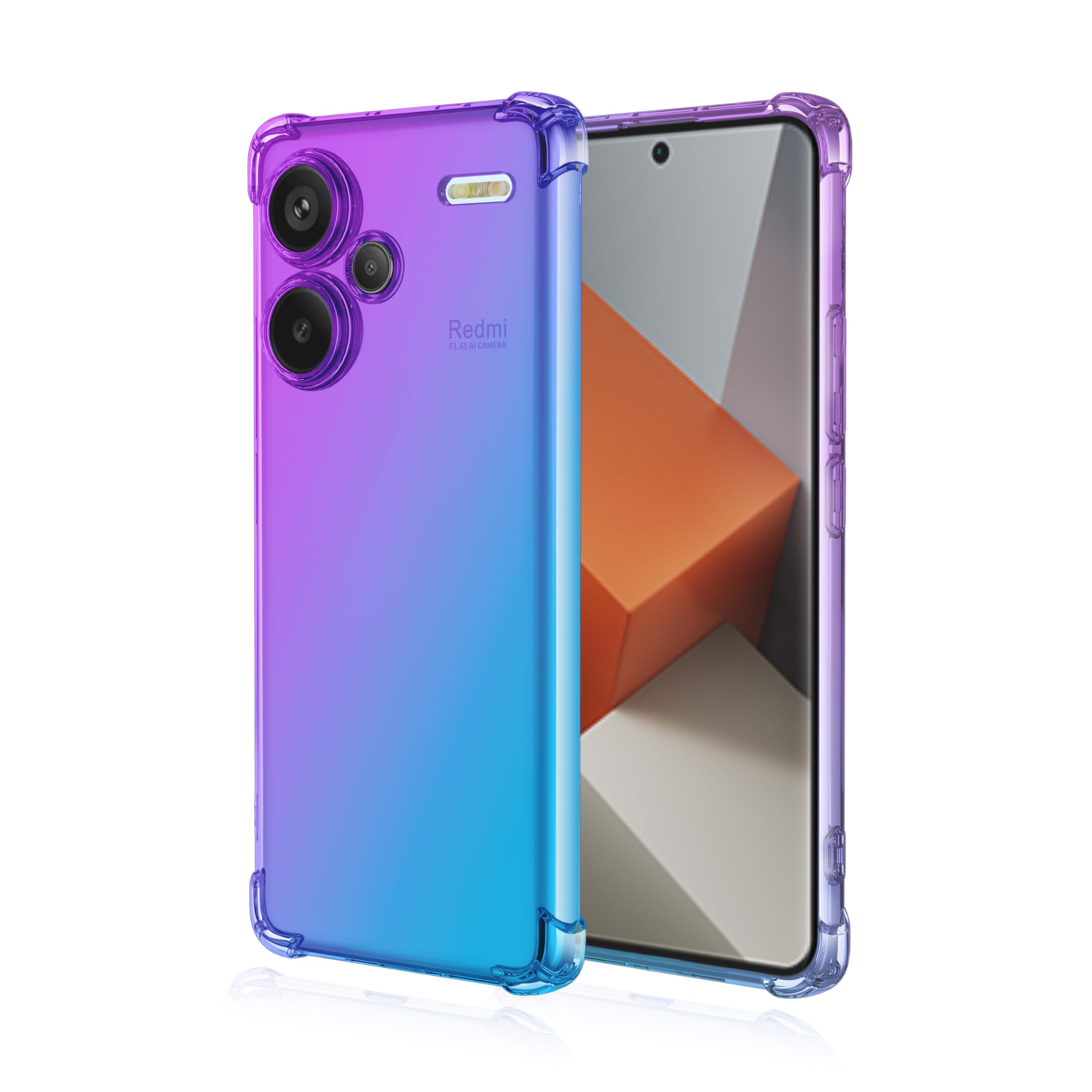 Crystal Clear Case Gradient Slim Anti Scratch TPU Shockproof Protective Phone Case Cover for Xiaomi Redmi Note 13 Pro Plus 5G Purple/Blue