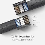 Large Pill Organizer 2 Pack, Easy-Open Weekly Pill Organizer , XL Daily Pill Organizers, 7 Day Medicine Pill Organziers, Pill Box 7 Day for Large Vitamin Supplements, Pill Case Blue+Cyan (Black + White)