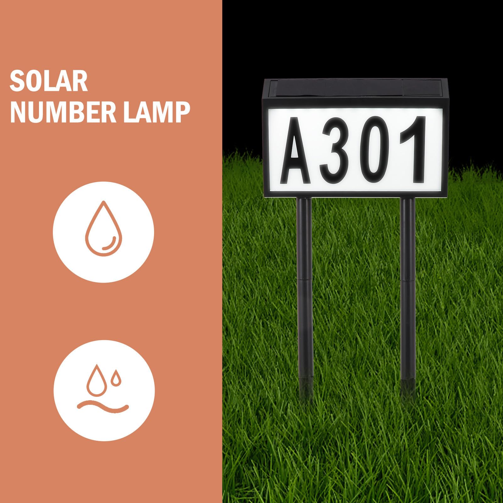 Solar Hausnummernleuchte 2w 2v mit 10 Led, Automatische Beleuchtung