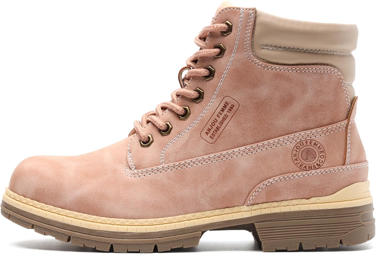 ANJOUFEMME Combat Work Hiking Boots for Women - Ladies Casual Waterproof Outdoor Boots, Walking Hiking Shoes, Backpacking Boots
