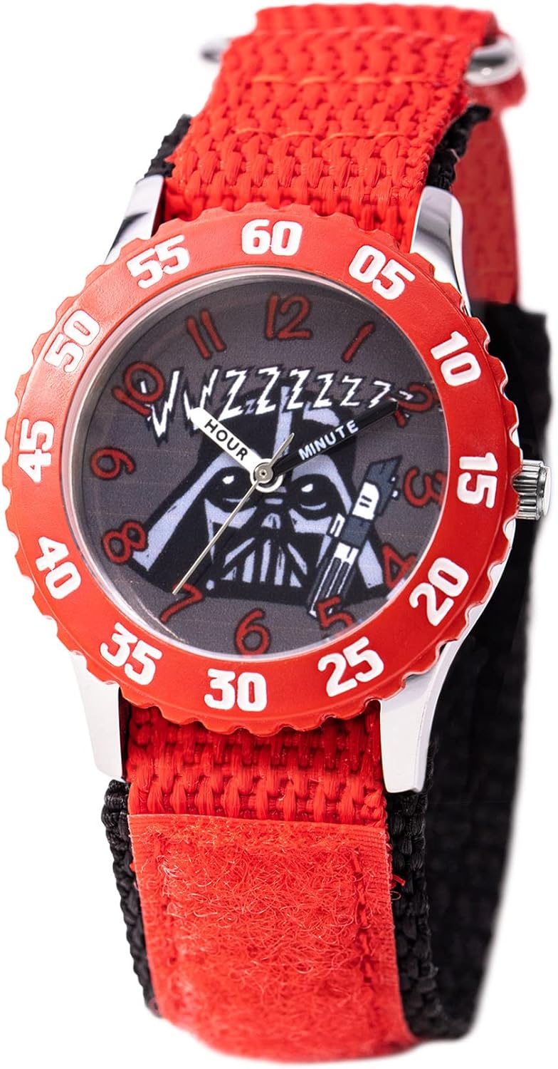 STAR WARS Kids' Bezel Stainless Steel Time Teacher Analog Nylon Strap Watch