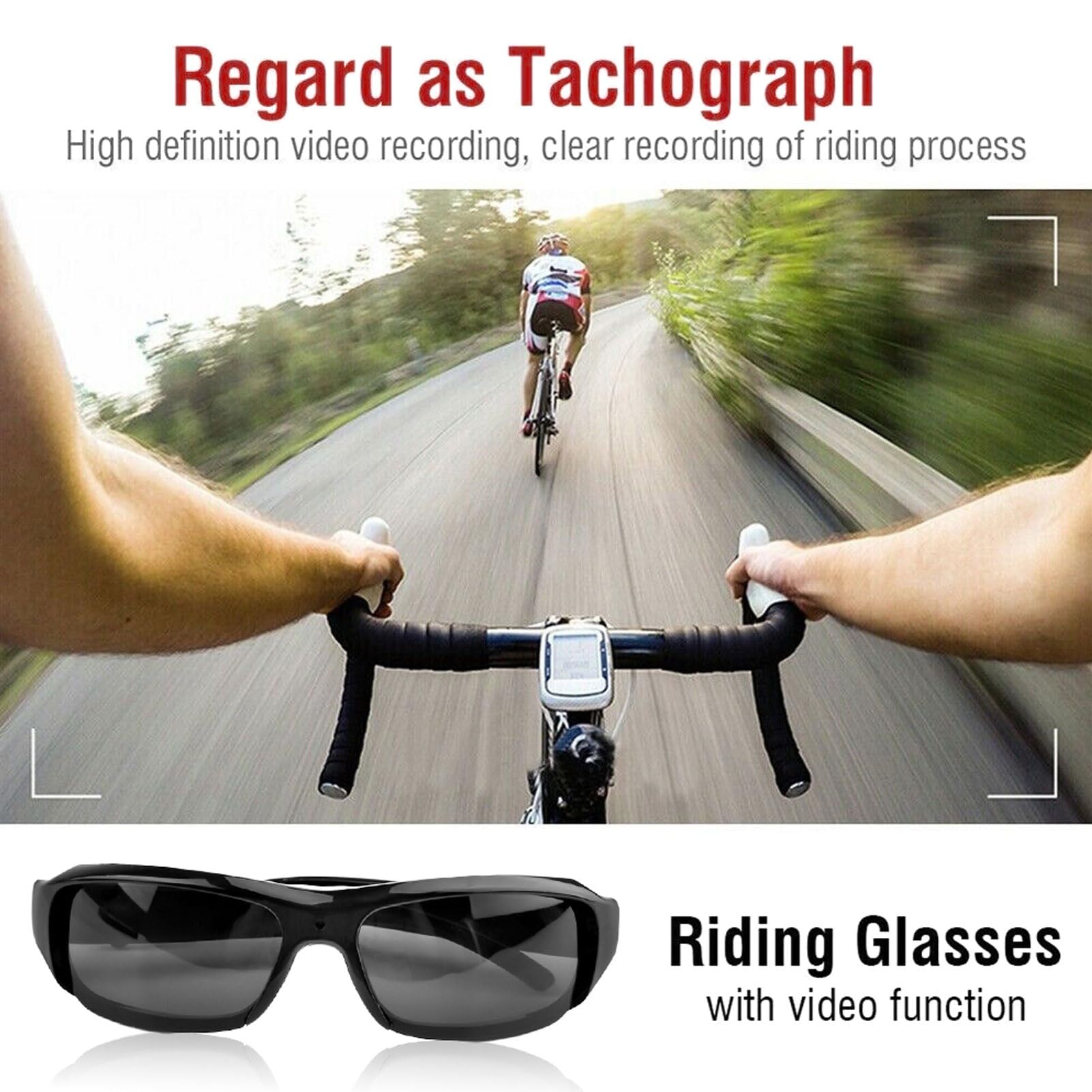 Annadue Gafas de Sol con Cámara 1080P, Lentes Gran Angular Antivibración, Gafas para Cámara de Acción Deportiva con Batería Incorporada, para Ciclismo y Actividades Al Aire Libre