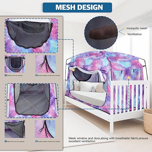 Miniatura 6 de Bed Tent,Portable Privacy Sleeping Bed Canopy,Blackout 90% Drapes for Kids and Adult,Indoor Space Tent with Breathable Large Mesh Windows