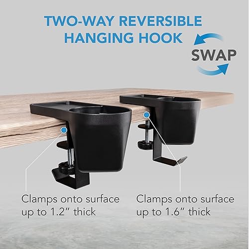 Miniatura 4 de EHO Soporte para bolígrafos y tazas de escritorio con abrazadera, organizador de artículos de papelería 3 en 1 con almacenamiento para lápices y