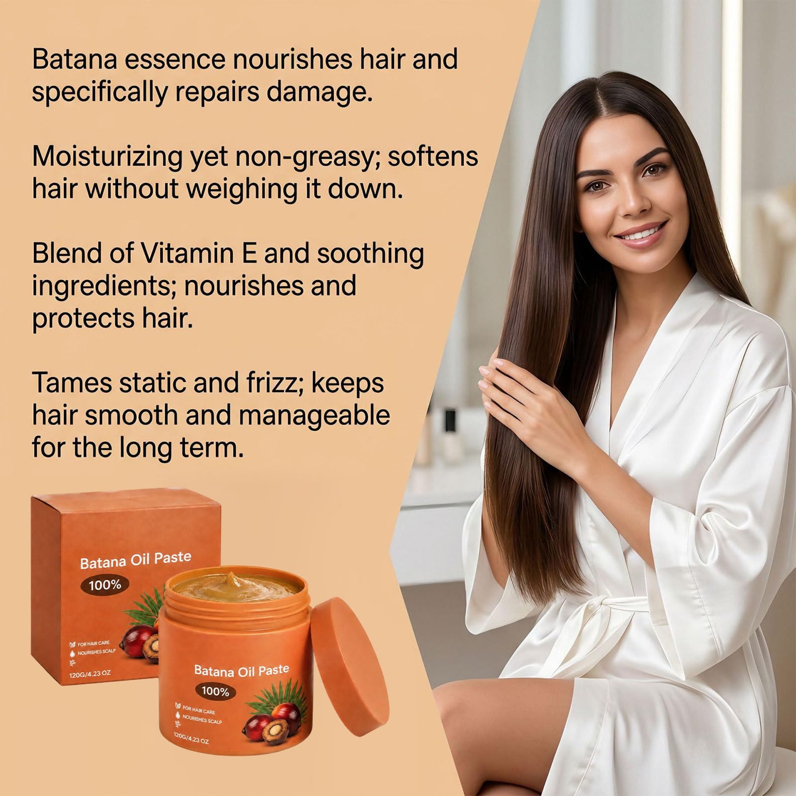 Maschera Nutriente per Capelli all'Olio di Batana, Trattamento Nutriente Profondo per la Cura del Cuoio Capelluto,Pasta di Olio di Batana,Crema Idratante Riparatrice per Capelli Crespi Ricci (5pcs)