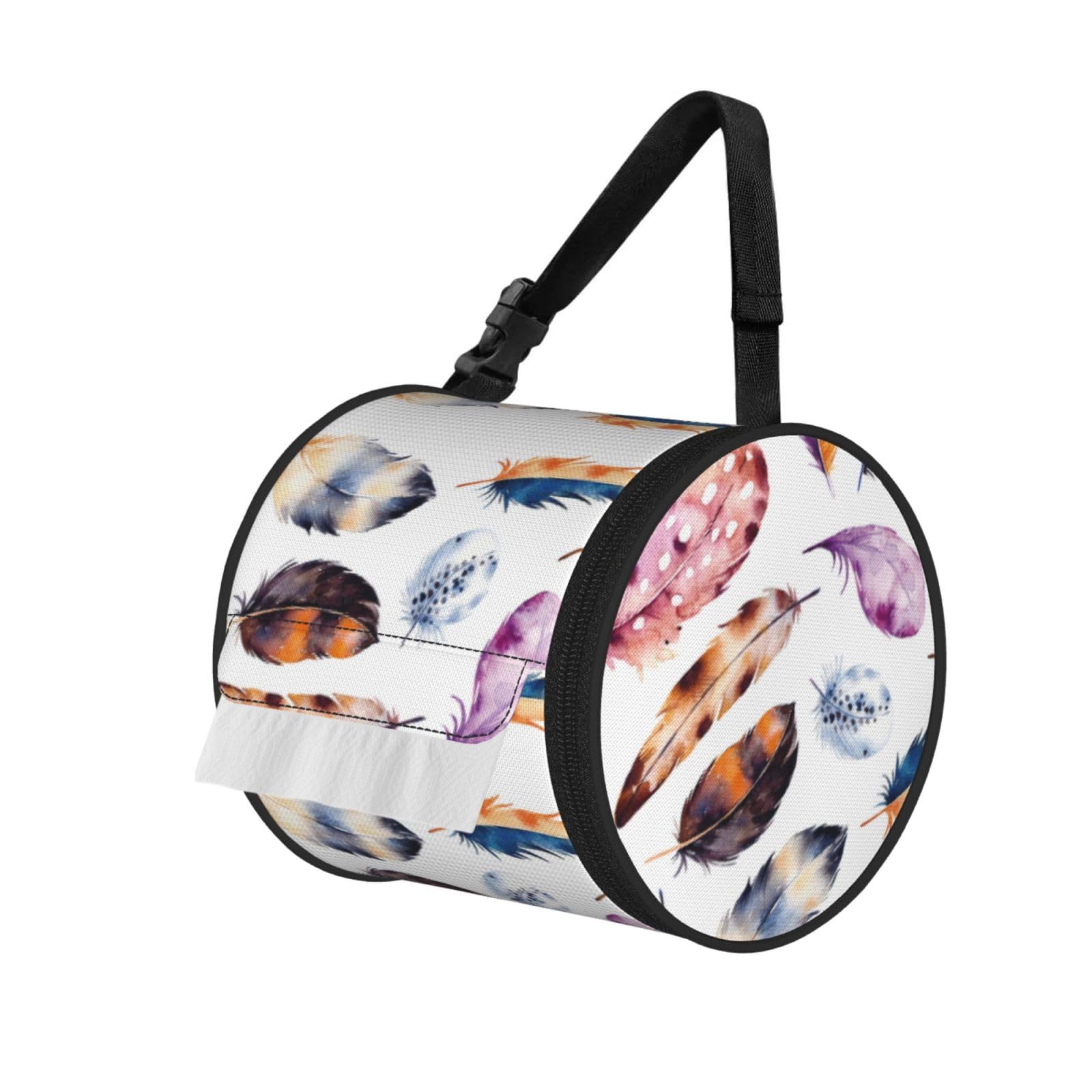 Colorful Print Printed Toilet Paper Holder Bag, Adjustable Strap Roll Paper Organizer for Car Kitchen Outdoor