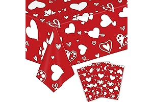 3 Pieces of Washable & Disposable Valentine Tablecloths
