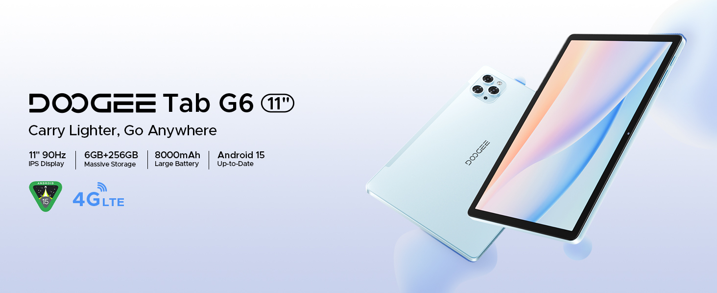 DOOGEE TAB G6 Tablet 11 inch Android 15 Tablets, 30GB+256GB/2TB
