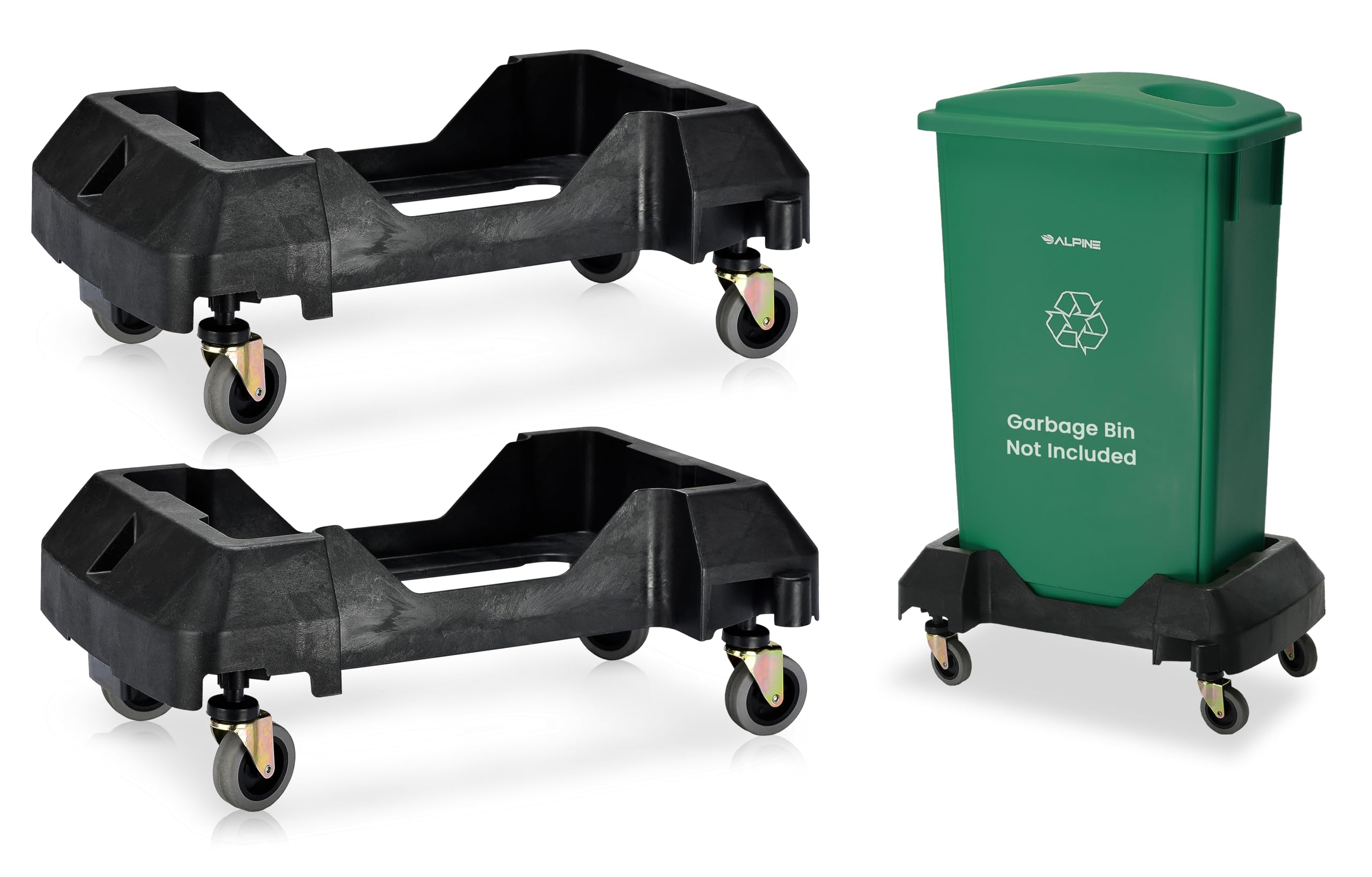 View 1 of [Only 1] Alpine 2-Pack Trash Can Dolly Black