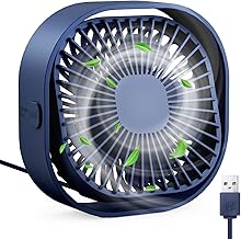 RJVW 4 Inch Small USB Desk Fan, 3-Speed Portable & 360°Rotatable Mini Cooling Fan, USB-Powered Desktop Fan for Home Office Bedroom Dorm Indoor Outdoor Summer Gift