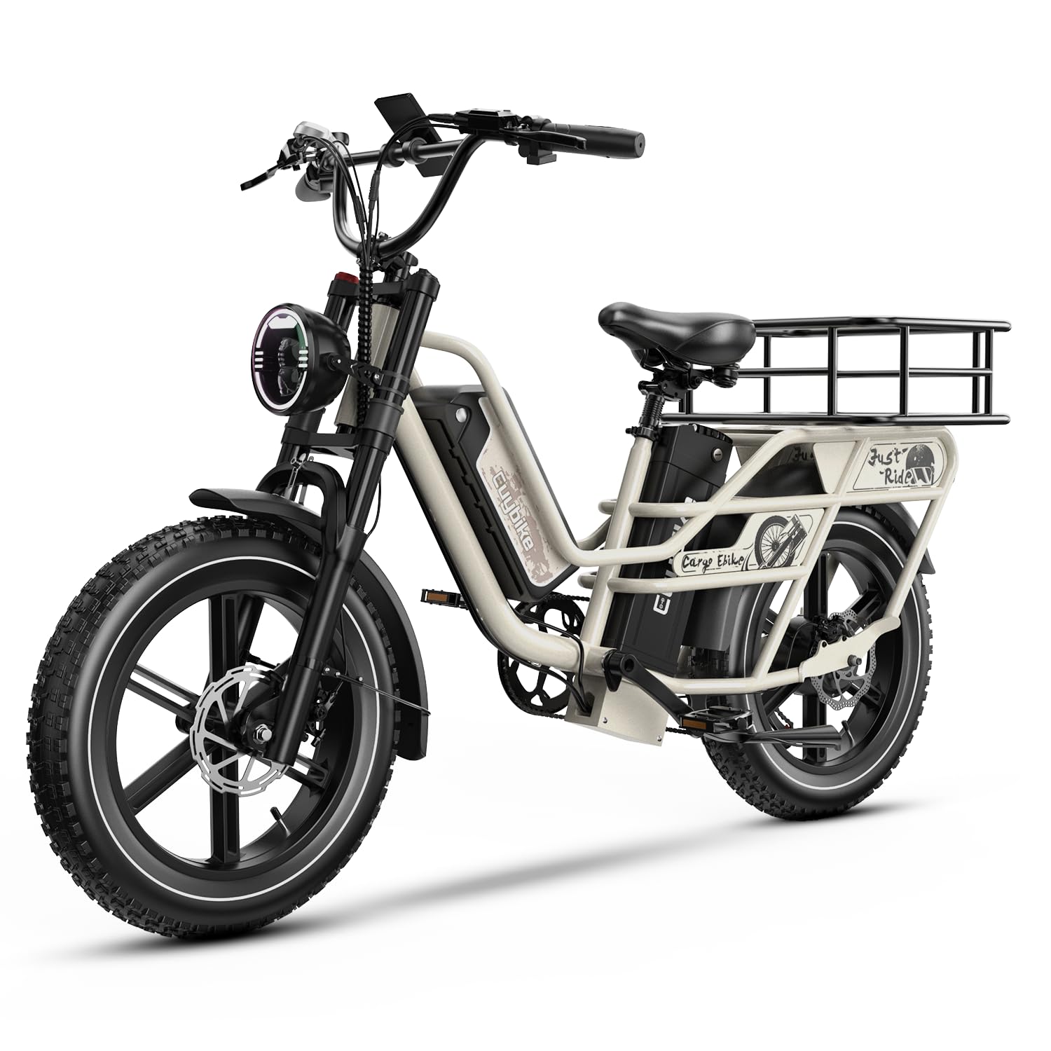 Dual Battery Electric Bike for Adults, 160 Miles Long Range Cargo Ebike with 48V 60AH Removable 2880WH Battery, 1450W Peak Motor 34MPH Electric Bicycle, 20" x 4" Fat Tire Hydraulic Brakes E Bike