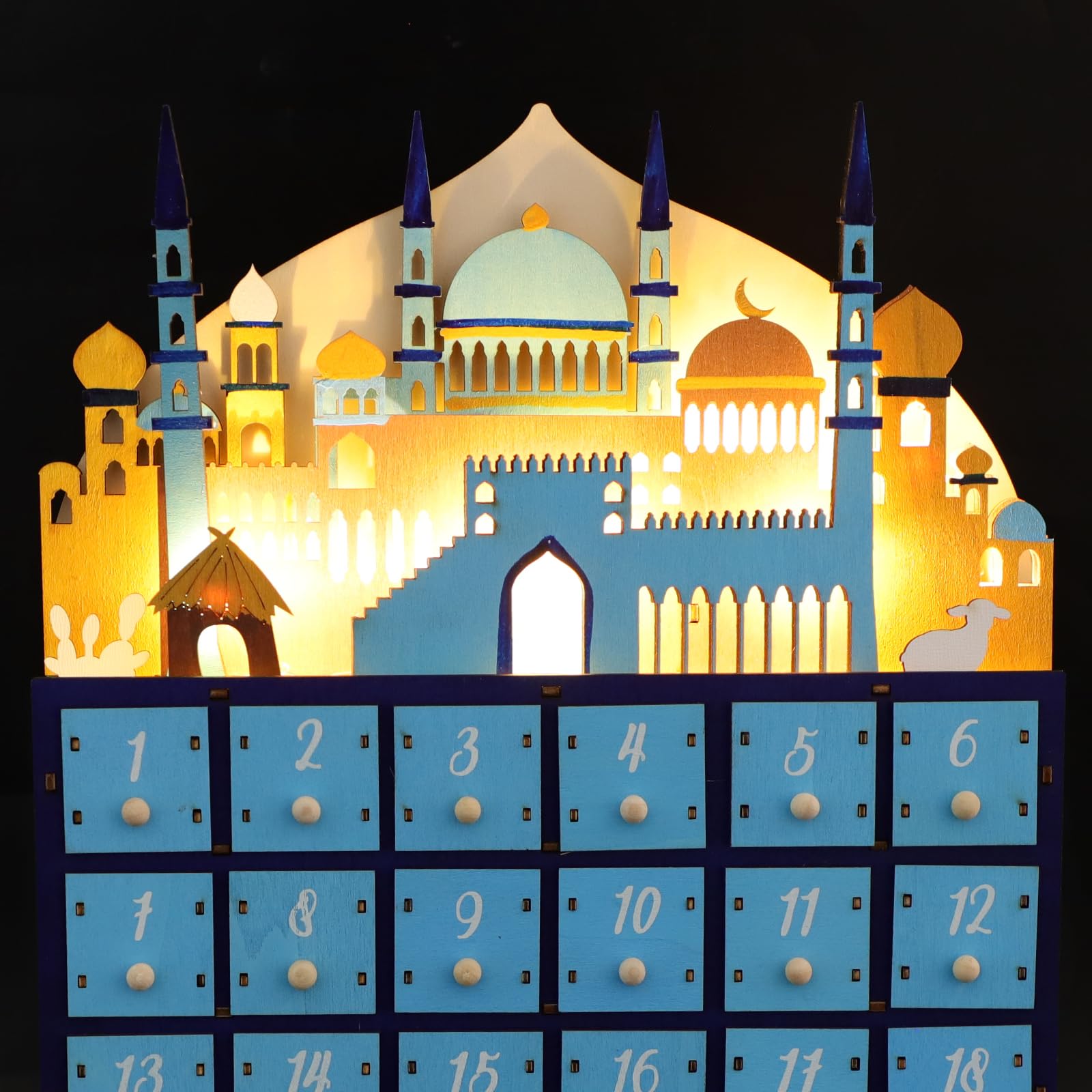 Ramadan Holz Countdown Kalender 2 Stück mit 30 Tagen für Wohnzimmer Dekoration und Familienbindung Vielseitiger Eid Mubarak Adventskalender als Ramadan Deko