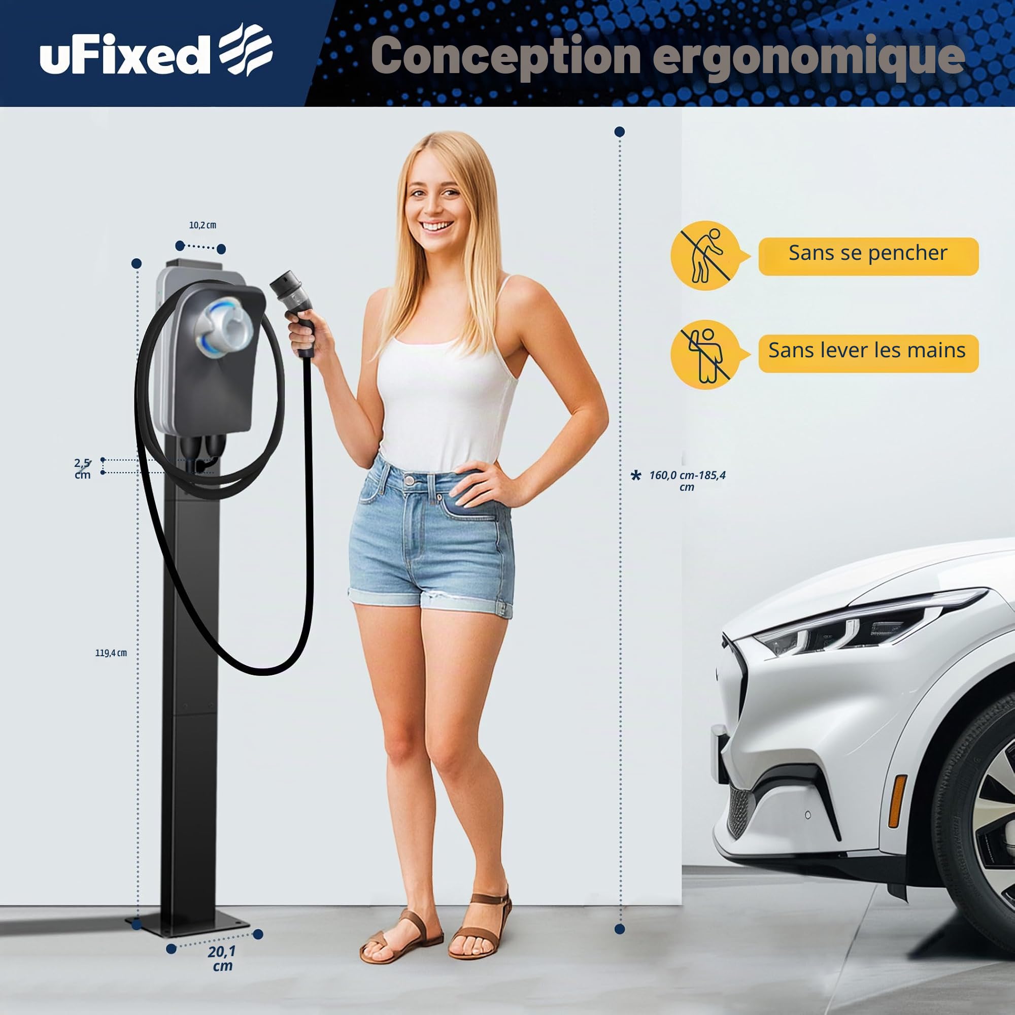 Wallbox - Pied de Support pour borne de Recharge Mobile Tesla - Station de Charge pour l'extérieur - Colonne de Charge pour borne de Recharge Mobile Tesla - Support de borne