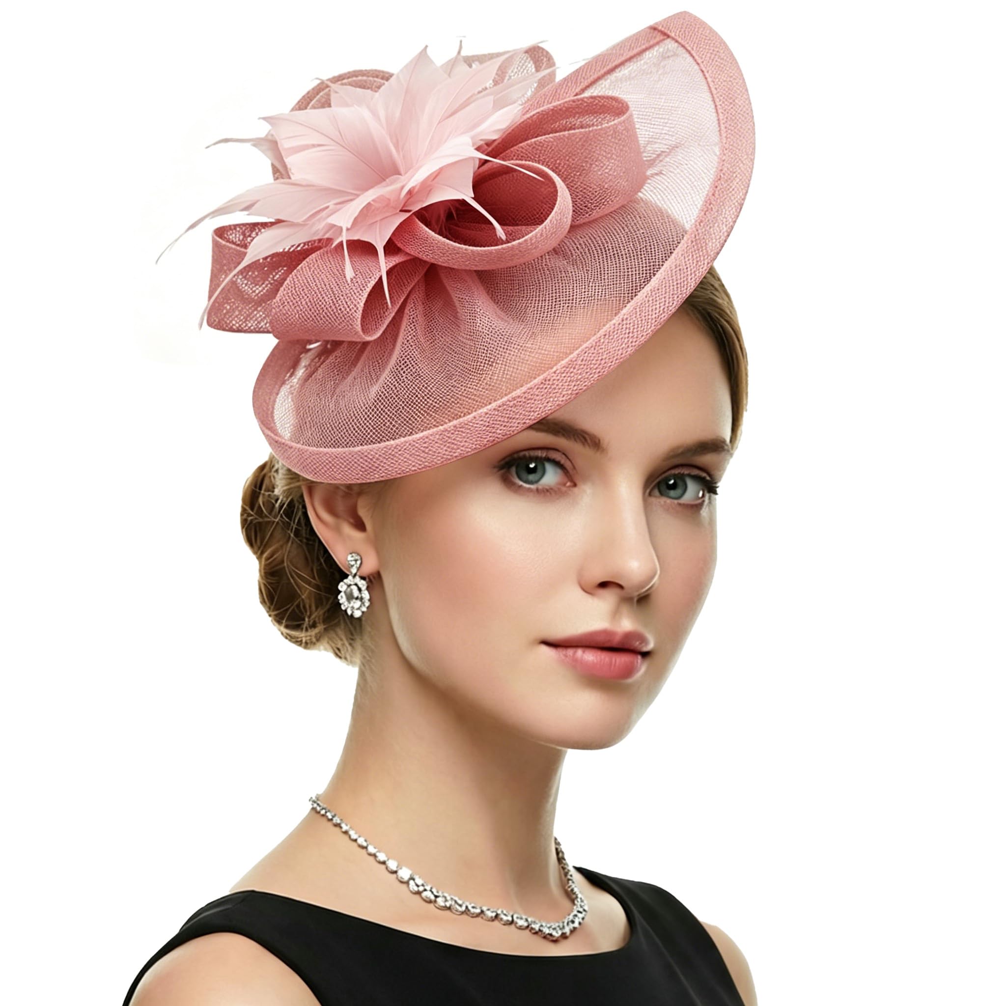 DRESHOW Fascinators Hat Feather Headband Women's Fascinators Tea Party Headwear with Clip Flower Head Band for Girls &amp; Women