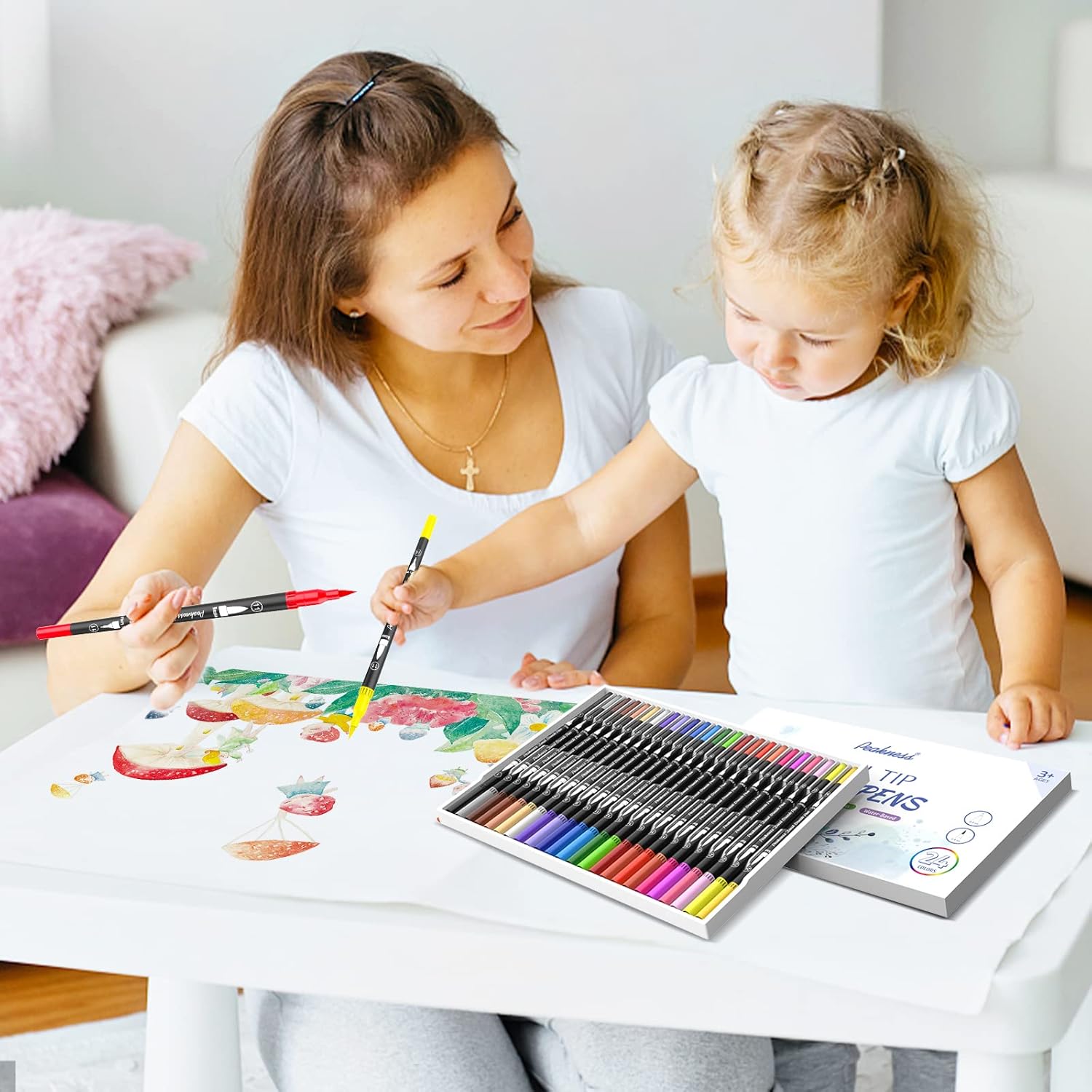 Pennarelli Brush Pen 60 Colori | Doppia Punta 0.4mm E 1-4mm, Per Calligrafia E Disegno - Foto 8