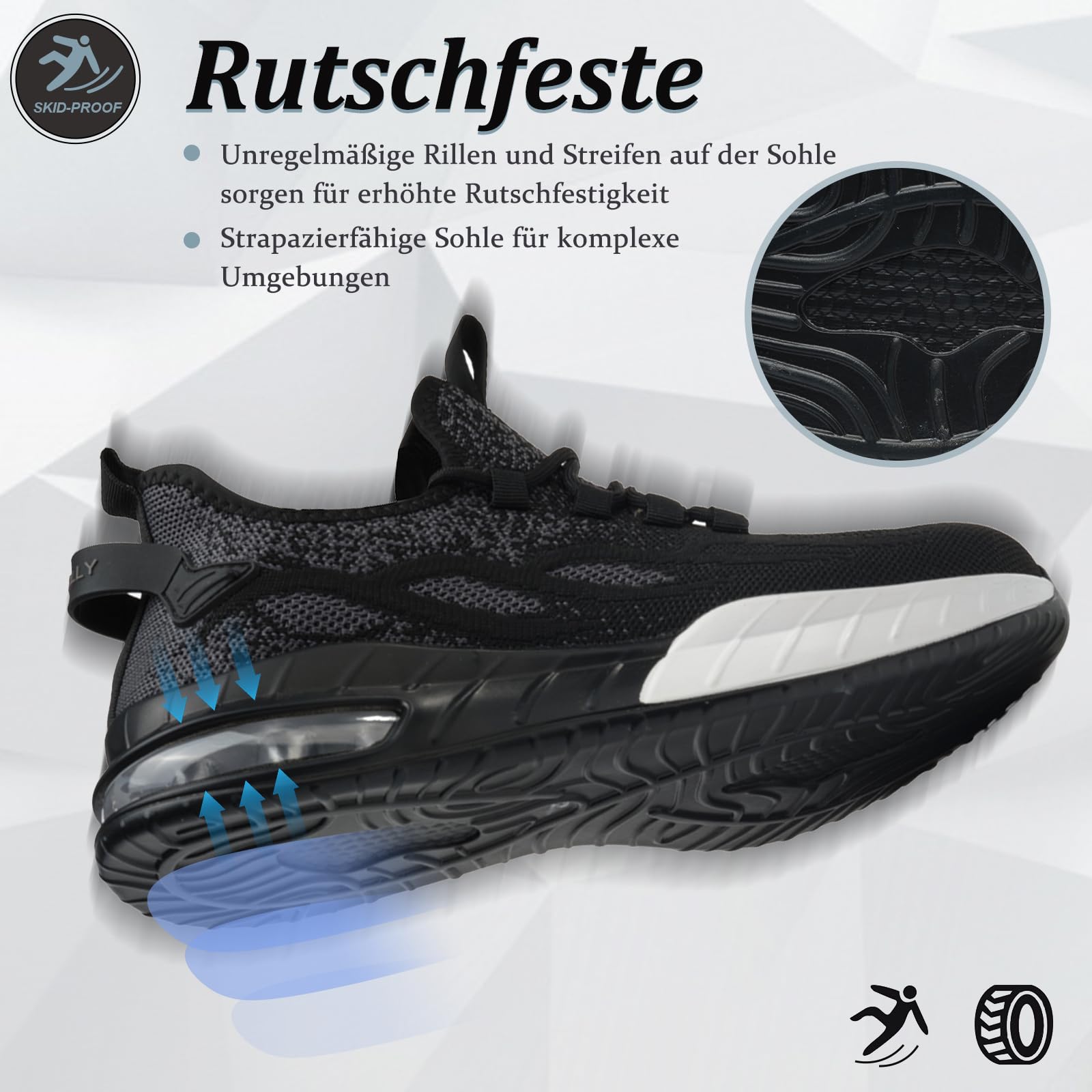 Sicherheitsschuhe Damen Leicht Sportlich Arbeitsschuhe Herren Atmungsaktiv Stahlkappenschuhe rutschfest Schutzschuhe mit Stahlkappe