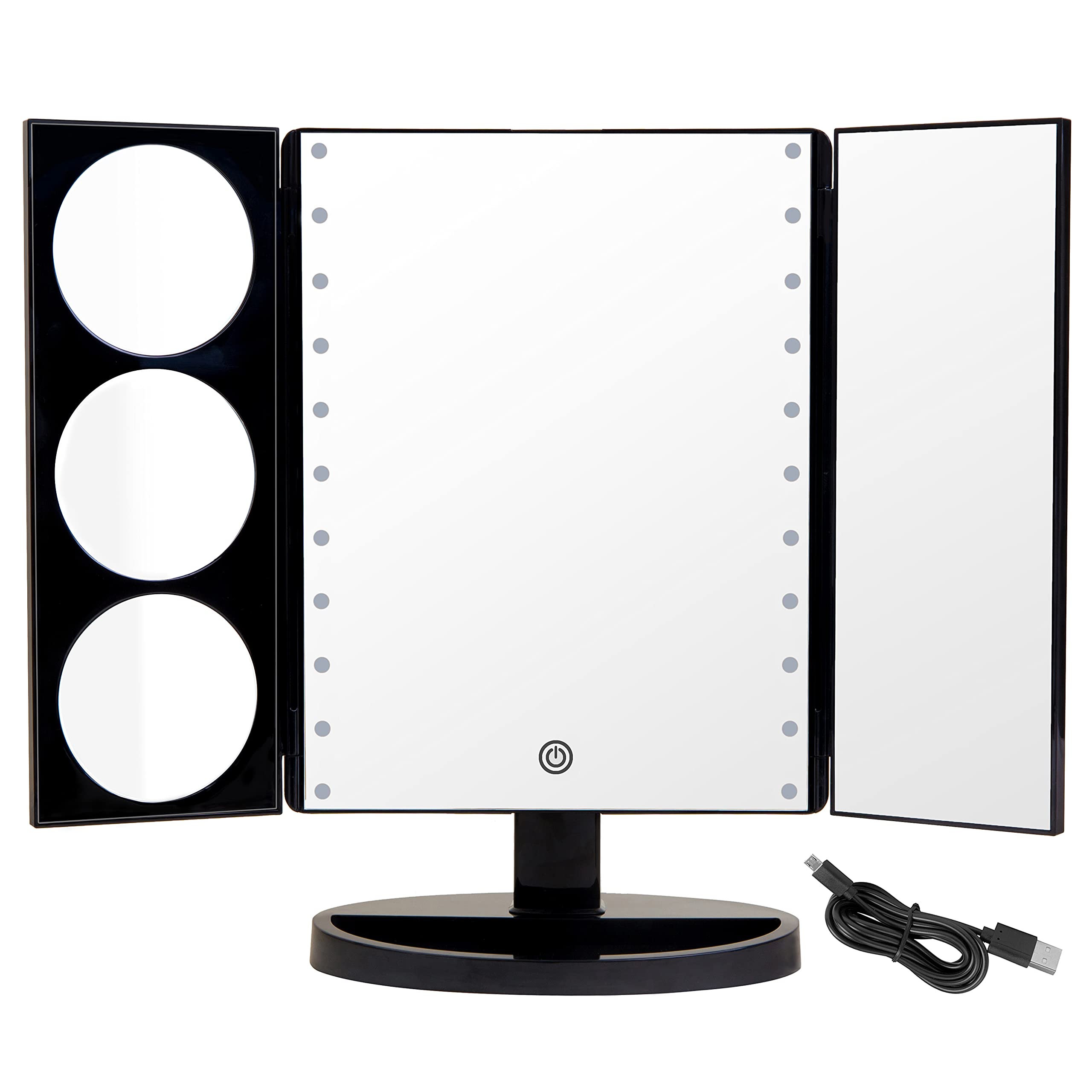 MIRRORVANA XLarge Light Up Makeup Mirror with 22 LEDs, 10X/5X/3X/1X