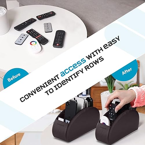 Miniatura 6 de SONOROUS Soporte para control remoto de alta calidad, de piel sintética, de lujo, con 5 compartimentos, organizador moderno para accesorios