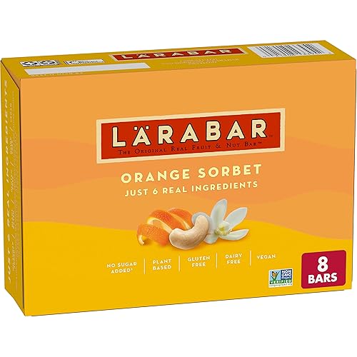 Larabar Barras de sorbete de naranja, veganas sin gluten, 8 unidades