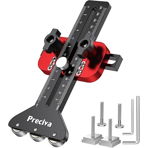 Preciva Thin Rip Table Saw Jig - 3 Pulleys Thin Rip Jig for Making Repetitive Narrow Strip Cuts, Table Saw Guide Fits for 3/8“ x 3/4” U Slot and 1/4“ x 3/8” T Slot