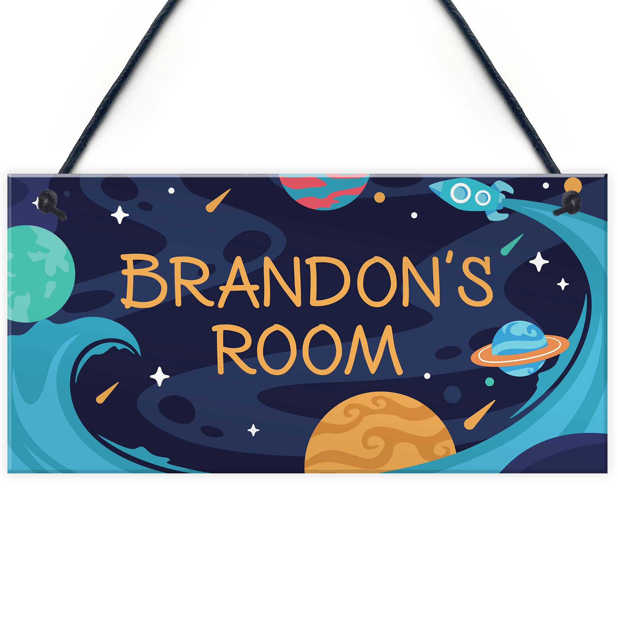 Personalised Bedroom Sign For Boy Space Theme Wall Plaque Son Gift Door Sign