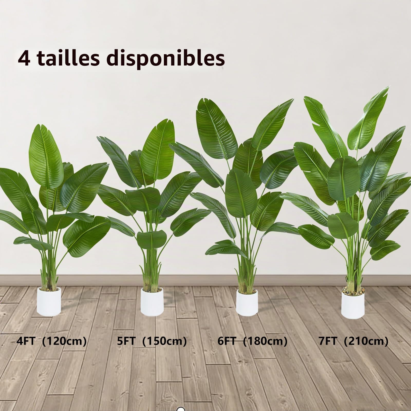 Plante Artificielle Oiseau de Paradis 120cm - Grande Plantes Bananier Artificielle Interieur avec Pot Blanc, Fausses Arbre Artificiel Parfaites pour Décoration d'Intérieur de Bureau ou Salon ou Maison