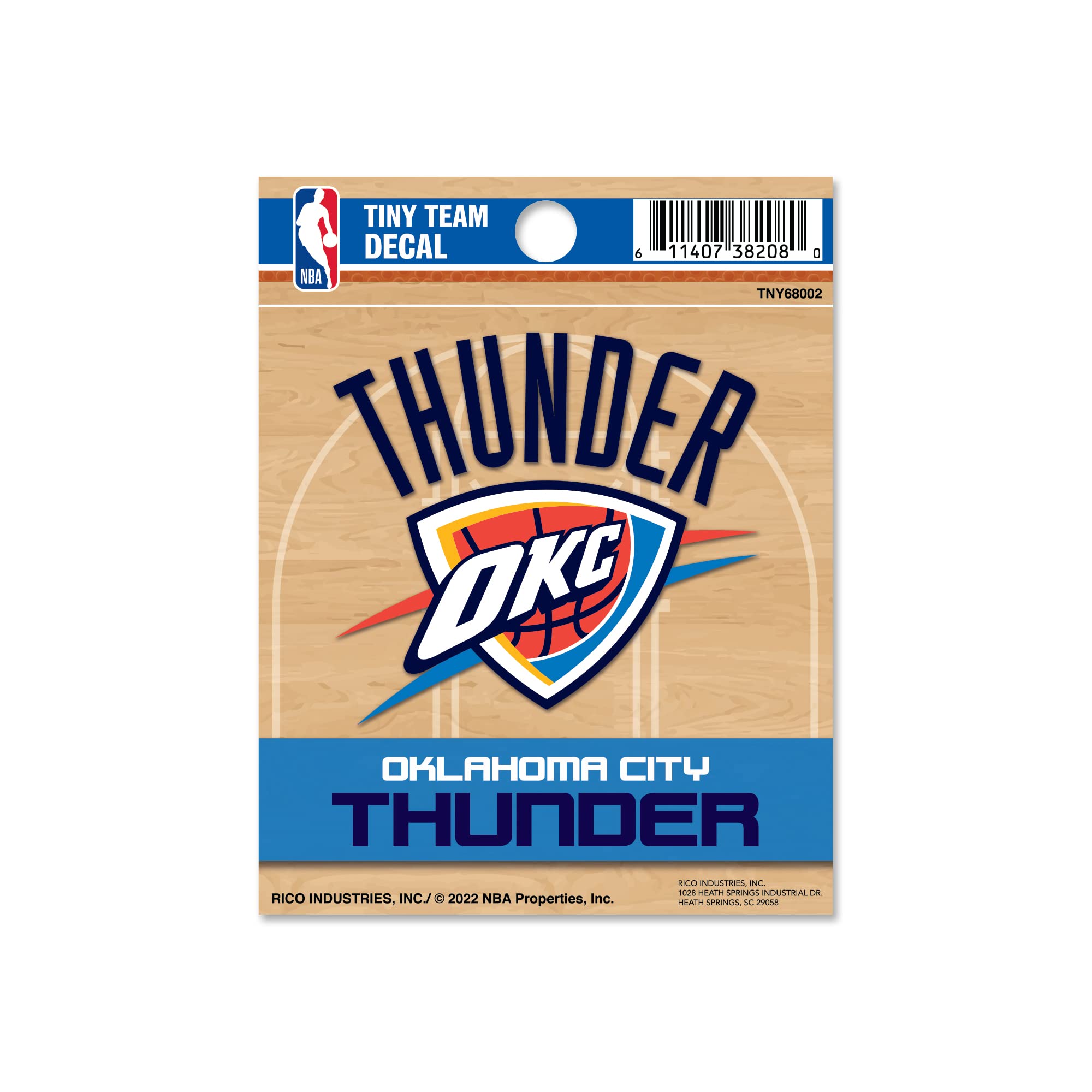 Rico Industries NBA Oklahoma City Thunder Tiny Team Decal 3.5" x 4.5" Team Decal