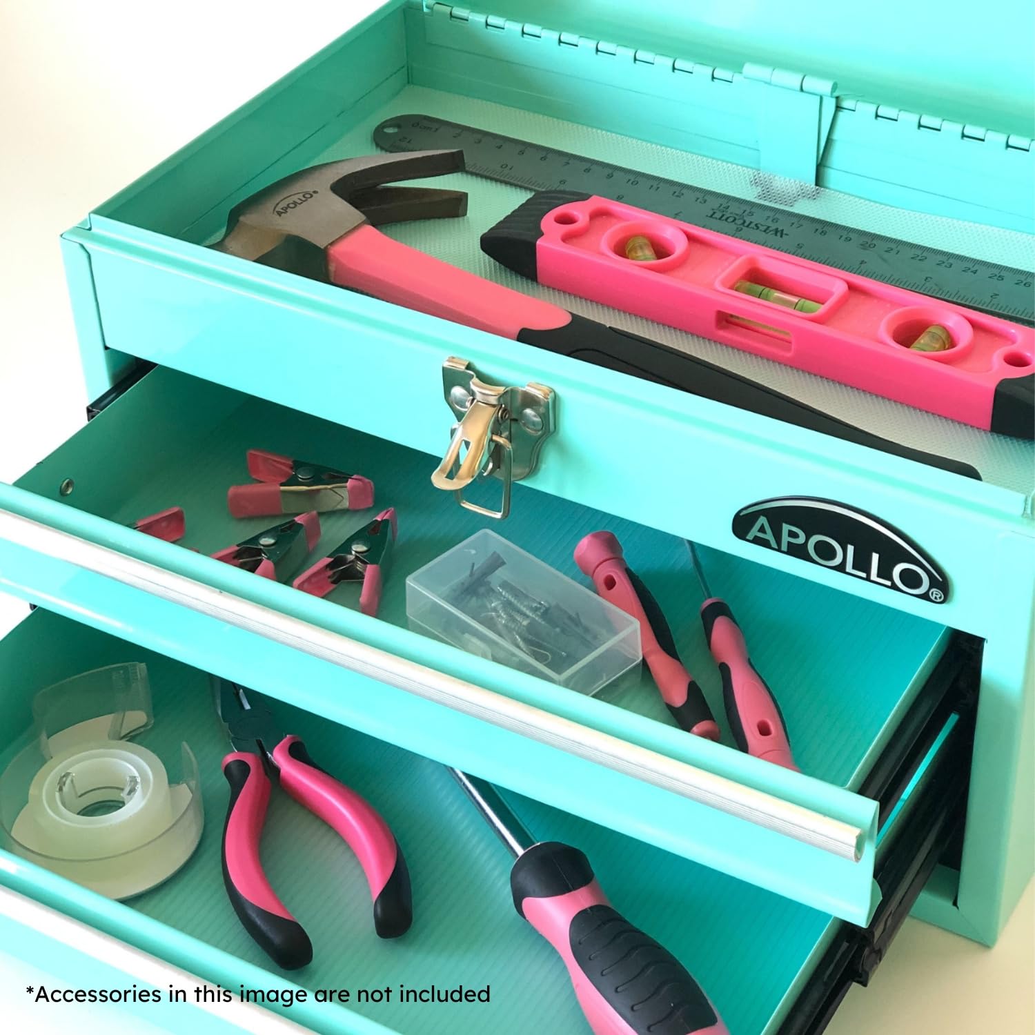 Apollo Aqua Green Steel Tool Box - 14 Inch -4 Apollo Aqua Green Steel Tool Box - 14 Inch -4